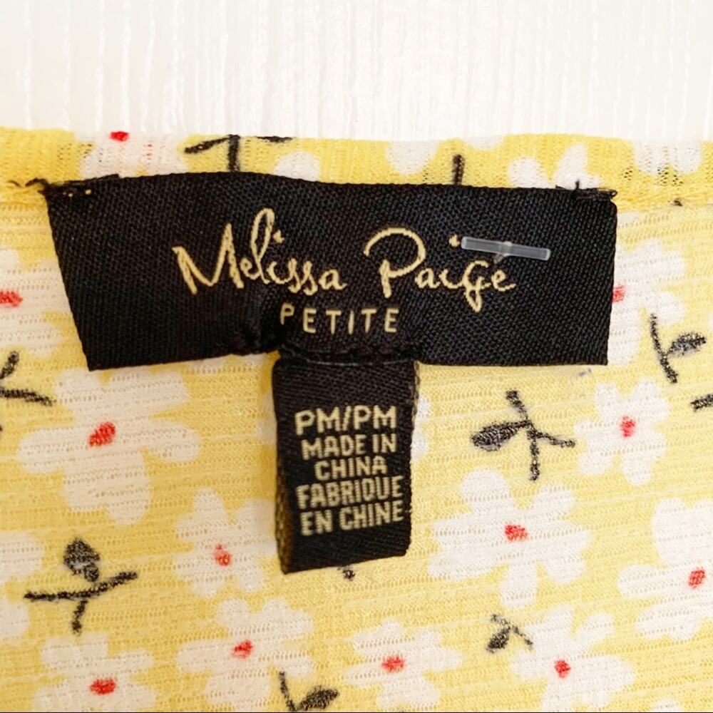 Melissa Page Yellow Daisy Print Boho Top Petite Medium - Picture 4 of 5